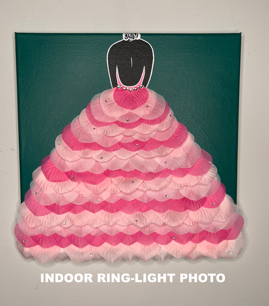 Pink Dress Mixed Media Painting